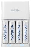 NEW! Sanyo eneloop quick-charger MQR06 with 4 AA eneloop batteries - faster & weight less