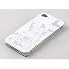 Tinxi Harte Schutz H�lle f�r Apple iPhone 4 / iPhone 4S Wei� Und Silber Schmetterling Blumen Muster R�ck Schale Cover
