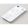 Tinxi Harte Schutz H�lle f�r Apple iPhone 4 / iPhone 4S Wei� Und Silber Schmetterling Blumen Muster R�ck Schale Cover