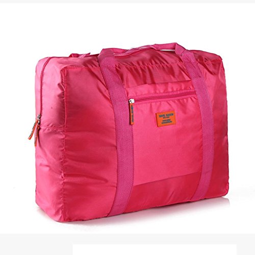 Jecxep Storage Luggage Bag Waterproof Foldable Super Lightweight Large Capacity Travel Hand Luggage for Travel Camping Sports Gear or Gym (Rose Red)