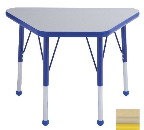 Early Childhood Resource ELR-14118-MMYE-TB 18 in. x 30 in. Maple Adjustable Learning Table with Maple Edge and Yellow Toddler Leg Ball Glides