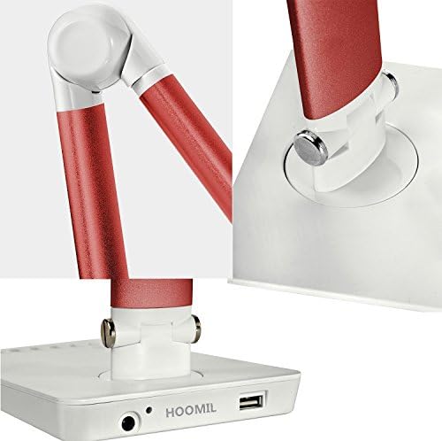 LED Desk Lamp, HMOMI Dimmable LED Desk Lamp Folding Table Lamp with Touch Switch, 4 Lighting Modes (Reading /Study /Relaxation /Bedtime), 12-Level Dimmer 1 Minutes Off Timer & USB Charging Port, Energy Saving & Security No Flickering No Ghosting, Red