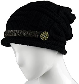 Sunnydate Women's Fashion Crochet Cable Braid Knit Jeep Visor Beanie Hat