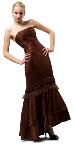 Abendkleid Ballkleid Meerjungfrau, aus Spitze, Braun