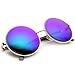 Womens Oversized Metal Etched Lens Flash Mirror Round Sunglasses (Etched Series | Silver/Midnight Mirror)