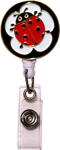 Enamel Ladybug Retractable Badge Holder
