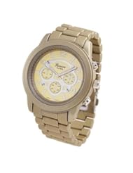 Geneva Unisex Mens or Womens Designer Inspired Oversized Chronograph Style Watch in Gold Tone