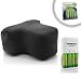 8 SUPERcharged Nickel Zinc AA Batteries, Quick Charger & FlexARMOR dSLR Sleeve Bundle for the BG-E7 Battery Grip - 30% Higher Voltage than NiMH Batteries, Super Quick Flash Recycle Time
