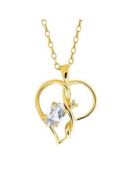 0.56 Ct Oval White Topaz 18K Yellow Gold Pendant