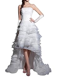 Strapless Organza Crystal Lace Tiered Crystals  Dress