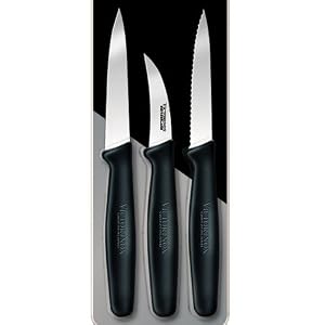 Victorinox 48042 Cutlery 3-Piece Paring Knife Set, Black Poly Handles