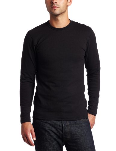 Duofold Mens Expedition Weight Two-Layer Thermal Tagless Crew, Black, Large