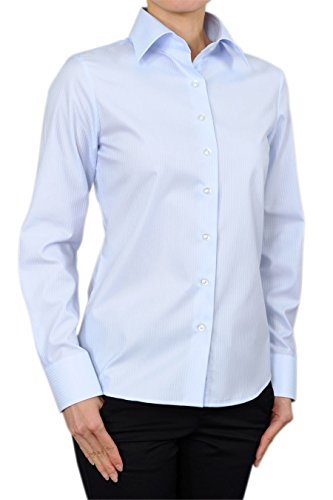 (オジエ) ozie 〔00000323〕【レディースシャツ・ブラウス】ナチュラルフィット・長袖・プレミアムファブリック120番手・イージーケア・ワイドカラー・日本製・織柄無地 サックス水色ブルー青