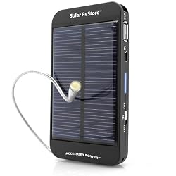 ReVIVE Series Solar ReStore External Battery Pack with Universal USB Charging Port for Portable Smartphones / E-readers / MP3 Players and More USB Powered Devices