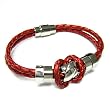 Valentines Gift Stainless Steel (316L) Moroccan Red Braided Leather Cord 5mm Love Knot Magnetic Wristband Bracelets 7.5''