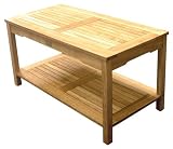FSC Hardwood Coffee Table with Storage Shelf - a Patio Accessory