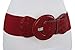 TFJ Women Fashion Elastic Belt High Waist Hip Big Round Buckle Plus Size M L XL True Red