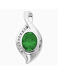 14K White Gold Oval Cut Chatham Created Emerald Pendant -- LIFETIME WARRANTY