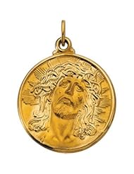 14K Yellow Gold 21.00 mm Face Of Jesus (Ecce Homo) Pendant