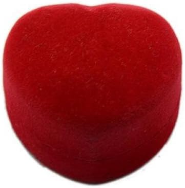 Pandahall 2 Pcs Heart Valentines Day Gifts Packages Velours Ring Boxes, Crimson, 50x45x37mm