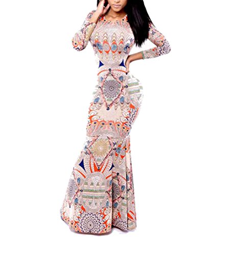 Sexy Womens Vintage Long Sleeve Bodycon Evening Gown Mermaid Maxi Dress