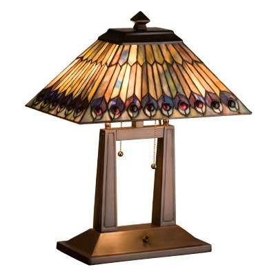 20 Inch H Jeweled Peacock Oblong Desk Lamp Table Lamps