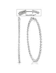14k White Gold 2 Securehinge Hoop Earring", Best Quality Free Gift Box Satisfaction Guaranteed