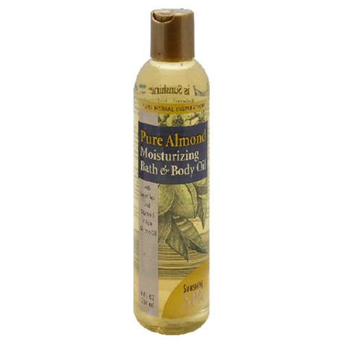 Sunshine Spa Moisturizing Bath and Body Oil, Pure Almond, 8-Ounces (Pack of 3) by Sunshine Spa