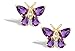 14K Yellow Gold Genuine Pear Amethyst and Diamond Butterfly Earrings