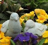 SET OF TWO (2) Cast Stone MOURNING DOVE BIRD PAIR Garden/Home SCULPTURE Statue