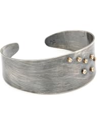 Melissa Joy Manning "Mixed Metals" Gold and Diamond Detail Silver Cuff Bracelet