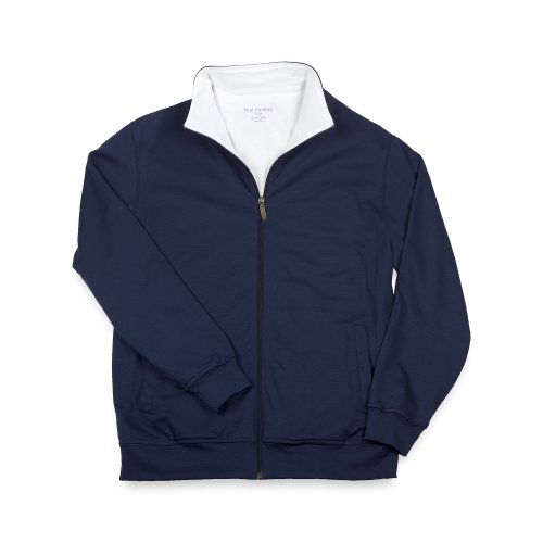 Paul Fredrick Cotton Interlock Mock Cardigan