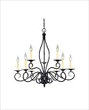 9 Light Chandelier - Flat Black Finish : Cream Candle Covers