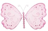 10 Pink Glitter Butterfly nylon hanging ceiling wall baby nursery room wedding decor decoration