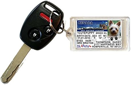 Nevada Vanity Drivers License Custom Photo Keychain Dog Cat Pet Dad Day Gift DL4Pets Personalized Key Ring Mom Mothers Fathers ID4Kid KEYCH_PET_NV