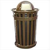 IMAGE OF Oakley Collection 36 Gallon Trash Receptacle with Slide Gate & Dome Top Color: Brown