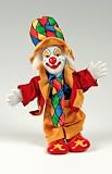 Clown Figurine - Multi-Colored Hat & Tie, Hand-Painted, Posable, Porcelain, 7 Height