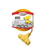 Image : Coleman Cable 2839 Multi-Outlet Extension Cord with Right Angle GFCI Yellow 100-Feet