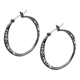 Fossil Earrings - Small Pave Round (Color: Paladium)