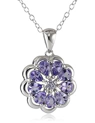 Sterling Silver Flower Tanzanite Pendant Necklace, 18"
