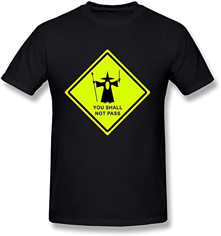 NASY Men's Warning Sign Cotton Short Sleeve T Shirt L Black
