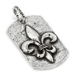 Hammer Finish Fleur-de-lis Dog Tag