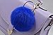 Minigianni Rabbit Fur Ball Pom Pom Keychain Gold Plated Keychain Pendant for Handbag Wallet Purse Car Key (Blue)