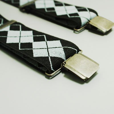 Grey Black Diamond design Limited Edition elasticated Adjustable Fashion Suspenders for men SP1005