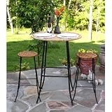 Wicker Bistro Set with 2 Stools (wicker /Black) (3.74H x 31.89W x 35.83D)