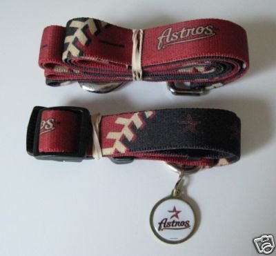 Houston Astros Dog Pet Set Leash Collar ID Tag XS