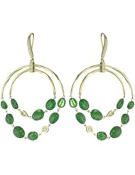 Ron Hami "Dancing Octagons" Yellow Gold Tsavorite Double Row Drop Earrings