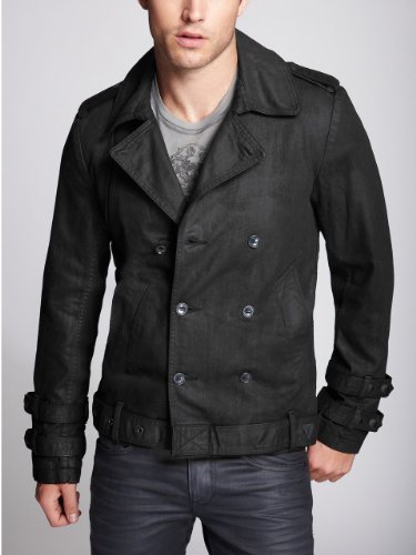 GUESS Men's Denim Trench Coat in Ligament Wash