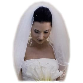41IVWy9aQuL. SL500 AA280  31 long Single Layer Rolled Edge Bridal Veil with Comb