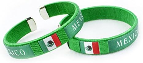 Embroidery National Flag Official Team Bracelets Mexico Green a Pair